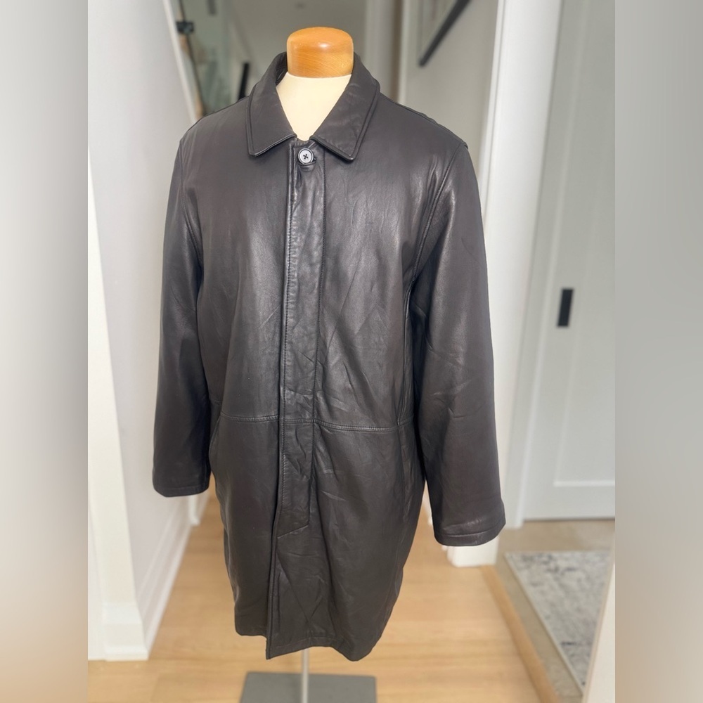 111 State Black Leather Insulated Men’s Coat Jacket L